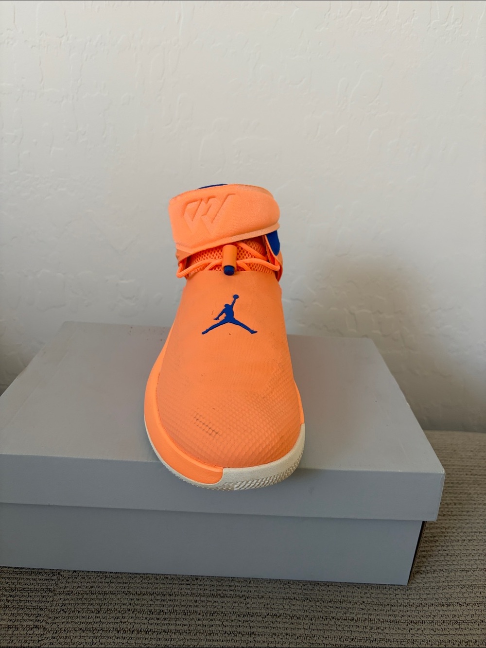 Nike Men's Bright Orange and Royal Blue High-Top Sneakers - Picture 2 of 3